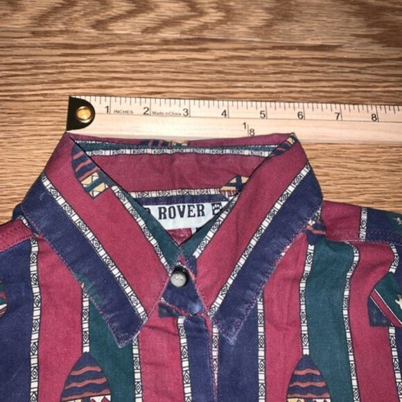 Red Rover Men’s Button Down Long Sleeve Shirt Red Green Size Small - Picture 6 of 9